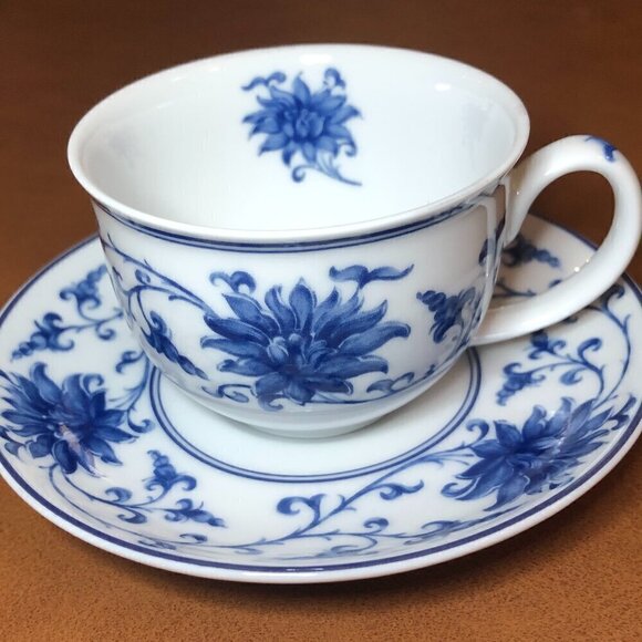 Vista Alegre Flat Demitasse Cup & Saucer Set Lapis Blue/White - Picture 2 of 13